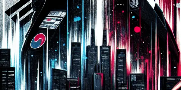 A tense movie poster for "Iron Rain 2," featuring a South Korean agent and North Korean officer in a futuristic city.