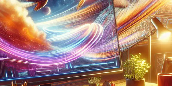 A modern workspace featuring sleek technology, coffee, notebooks, and headphones, embodying a vibrant digital lifestyle.