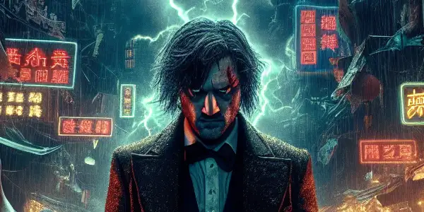 A tense urban scene depicting a rugged character amidst chaos, crumbling buildings, and shadowy figures, reflecting a viral outbreak.