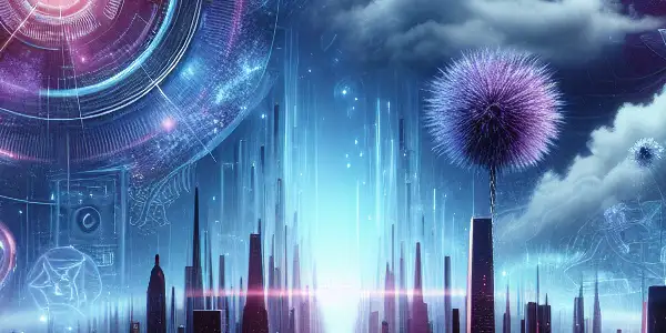 A surreal digital landscape featuring a glowing pass labeled "Virus-Free Adult Points" amidst abstract representations of adult content.